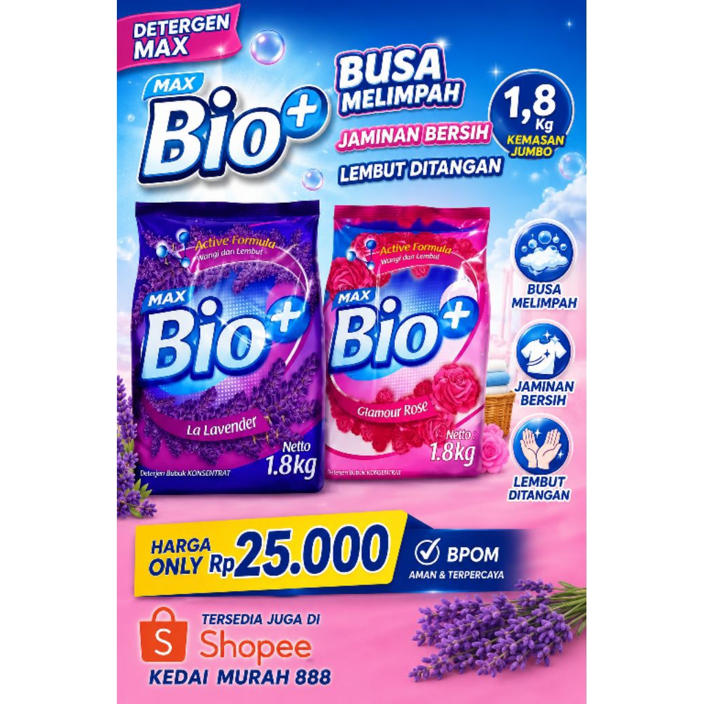 SABUN CUCI BAJU DETERGEN MAX BIO+ 1,8KG