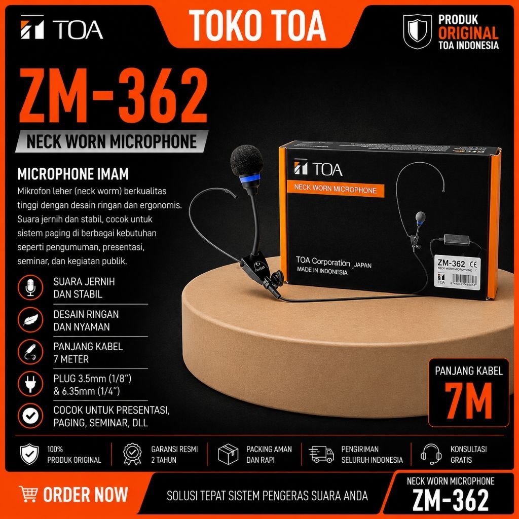 NECK WORM MICROPHONE TOA MIC LEHER ZM-362 ZM 362 MIKROFON IMAM MASJID