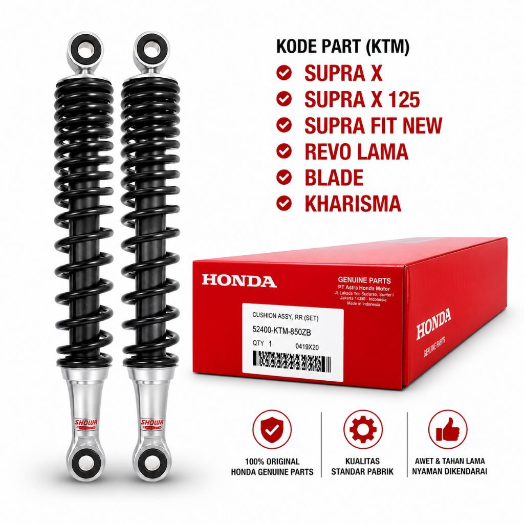 Shockbreaker Belakang Honda Supra X 125 Revo Supra Fit Kharisma Original AHM Genuine Parts KTM 52400