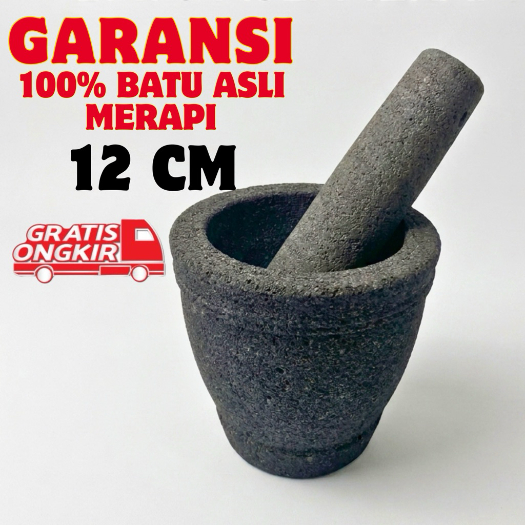 Lumpang Batu Mini Sidomuncul Asli Merapi + Ulekan Alu - Lesung Batu
