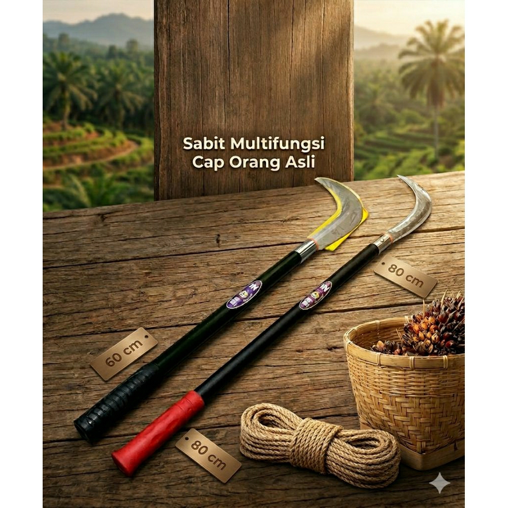 sabit multifungsi orang asli malaysia pemetik buahan penyiang rumput kastrasi sawit