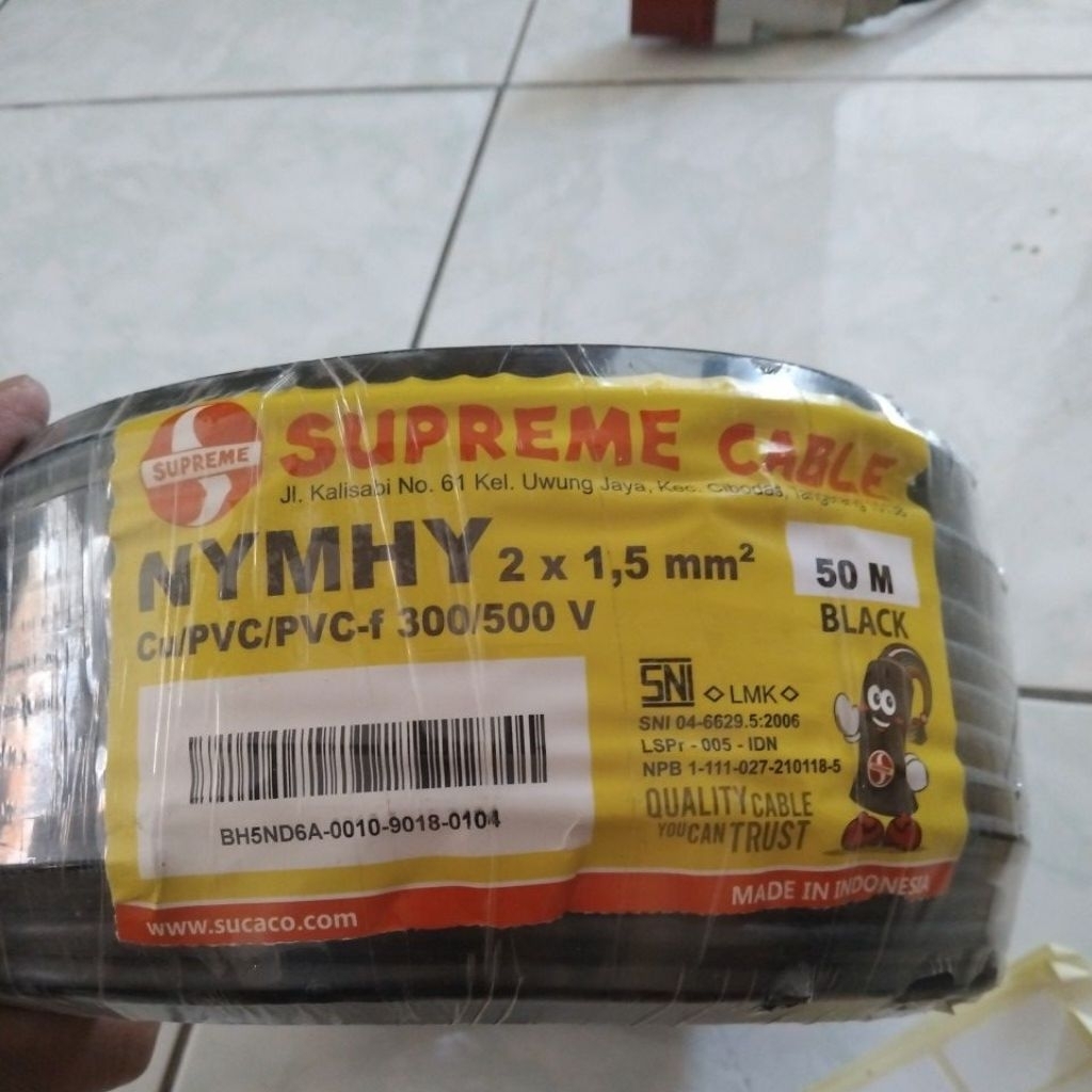 supreme 2x1.5mm supreme nymhy 2x1.5mm kabel murah supreme nymhy 2x1.5mm kabel serabut supreme 2x1.5m