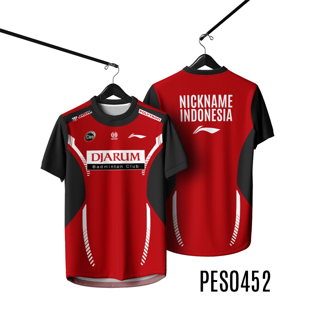 Jersey Badminton Djarum Custom Full Print Dryfit Free Tambah Nama PB