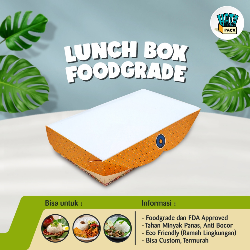 Kotak Makan Kertas / Lunch Box / Tab Plus Ukuran 16 x 9 Cm / Paper Lunch Box Surabaya