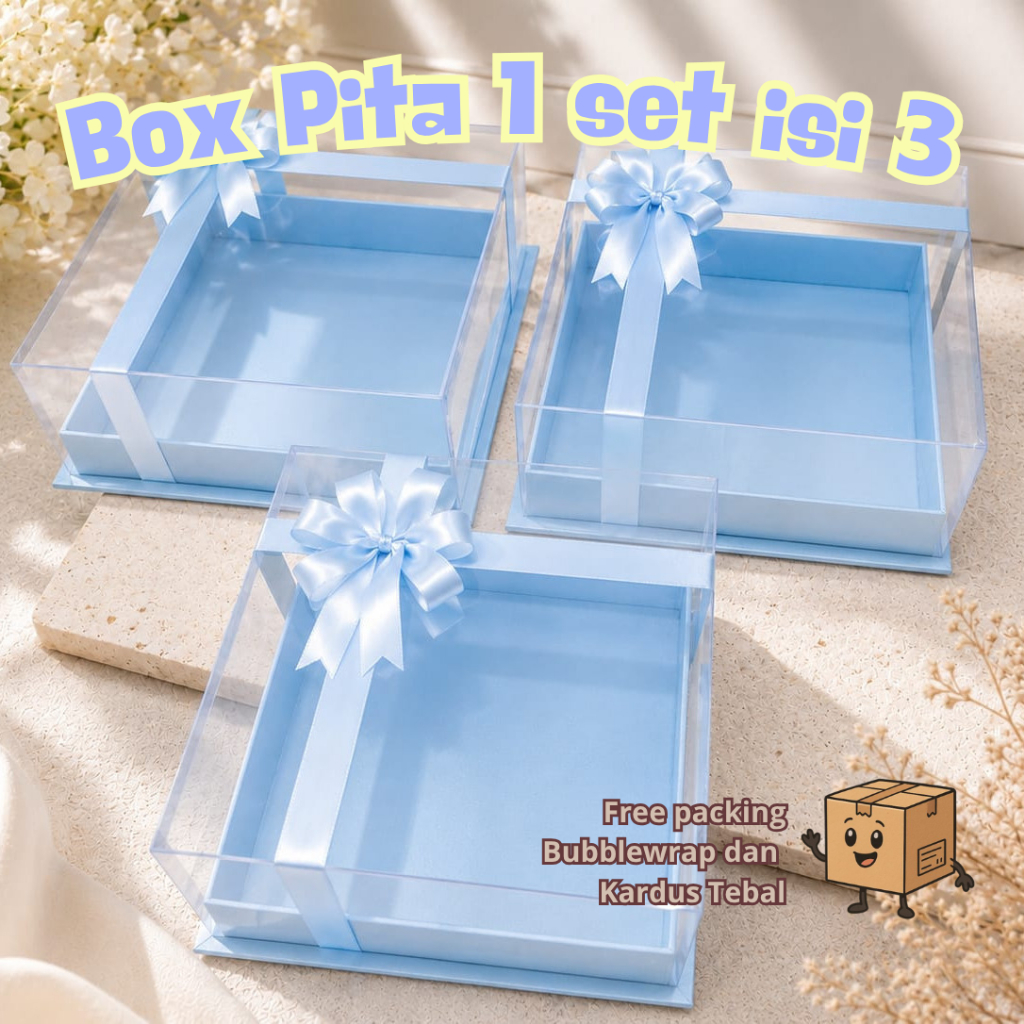 BOX KUE HANTARAN ISI 3 BOX // HARDBOX MIKA ISI 3 MODEL PITA