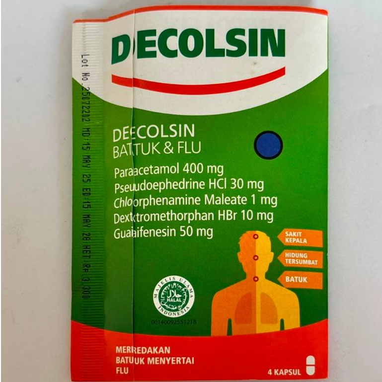Decolsin 4 Kapsul - Obat Flu dan Demam dengan Paracetamol, Chlorpheniramine, Dextromethorphan