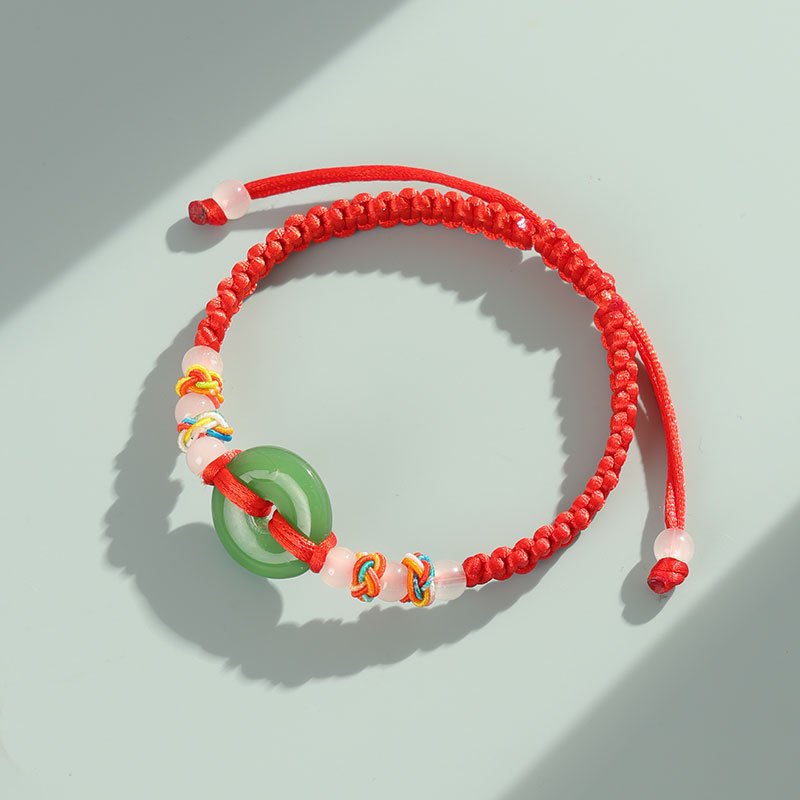 Aineed | Gelang Merah Giok - Gelang Serut - Gelang Tali - Gelang Aksen Giok - Gelang Tali Merah - Ge