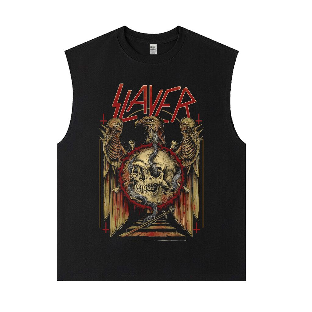Baju Kaos Tanpa Lengan Slayer Eagle Skull Sleeveless T-Shirt Vintage Metal Rock Unisex Premium Overs