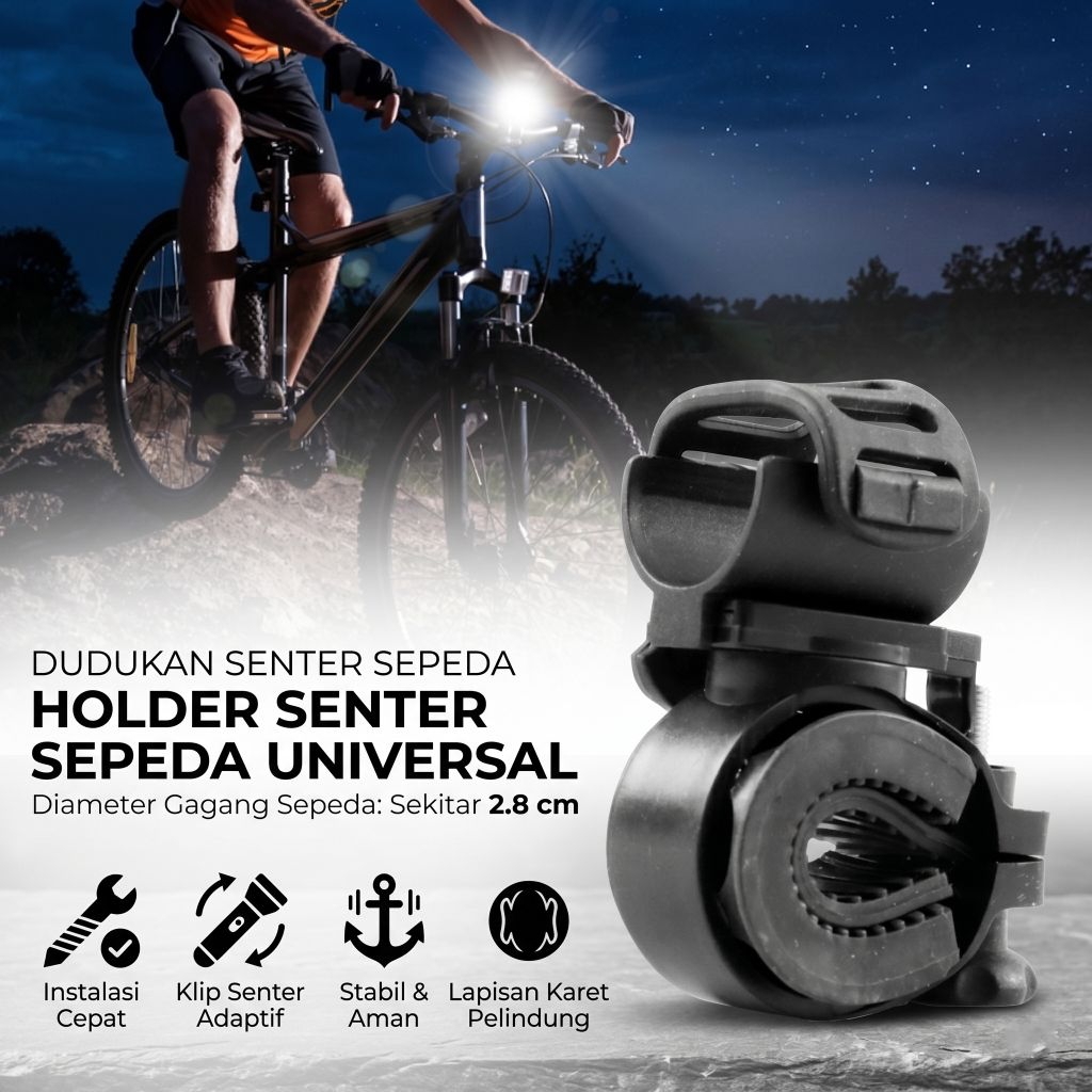 Penjepit Senter di Sepeda / LED Lenser Bicycle Mount Clip Holder Sepeda