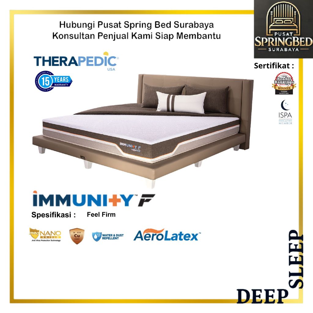 PUSAT SPRINGBED SURABAYA - Therapedic - IMMUNITY F (Firm feel) Spring Bed Full Latex - HOMEOPATI (te
