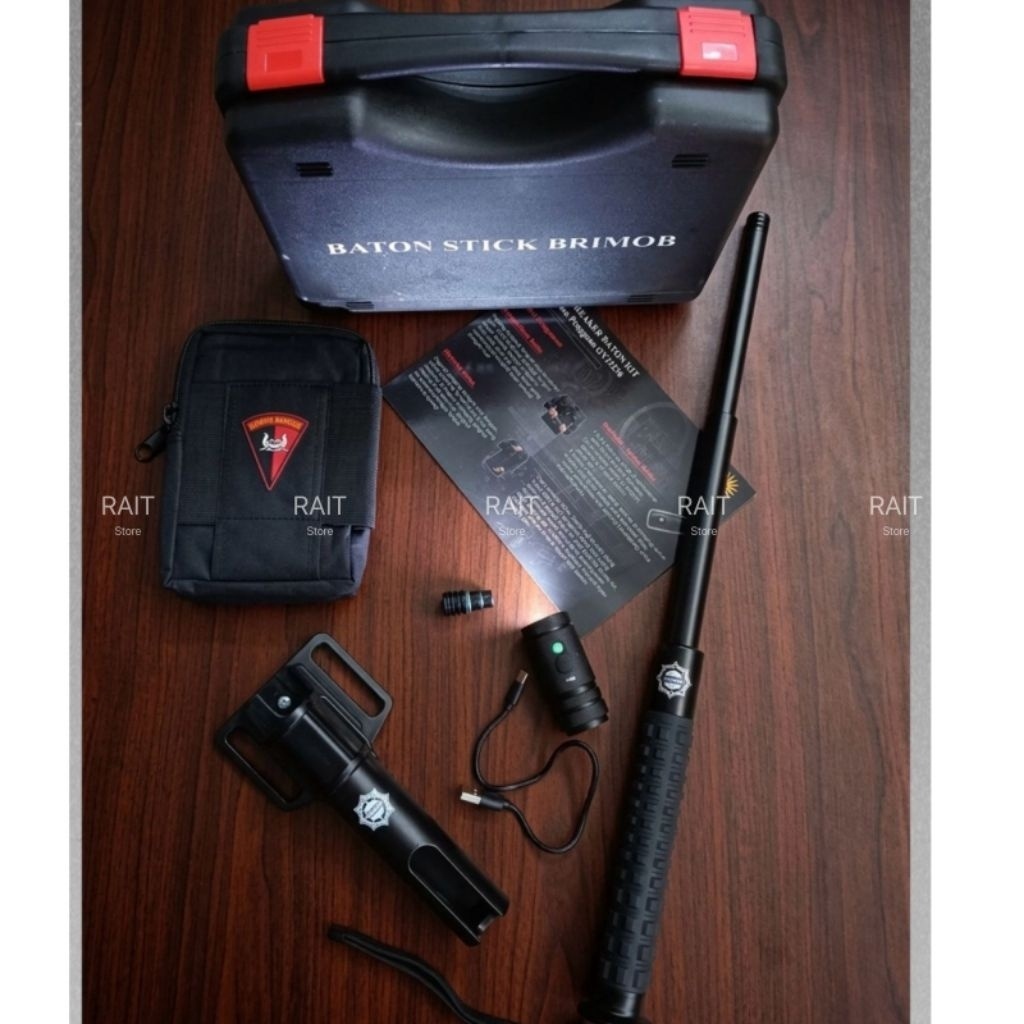 TERLARISS SAAT INI PAKETAN KOPER 1 SET Tongkat Senter Holster Baton Stick Panjang Jatah Polri GUDAV7
