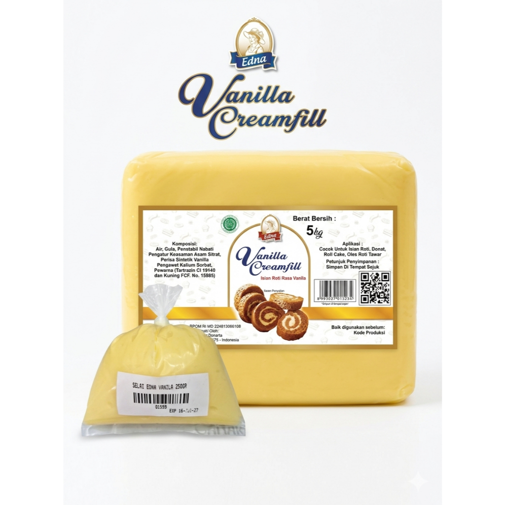 Selai Edna Creamfill Vanilla 250gr/ Selai Vanila Edna/ Selai Edna Vanila