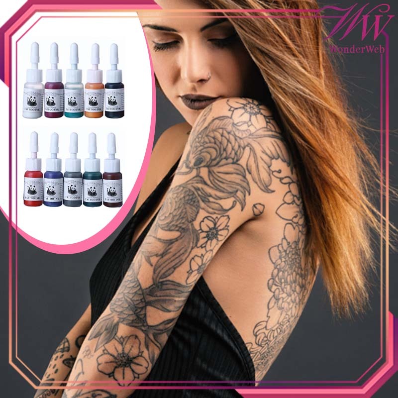 Tinta Tattoo Original 1 Set 10 Warna Tato Pigment 5ml Tinta Tato Semi Permanen Tinta Tatto Tattoo In