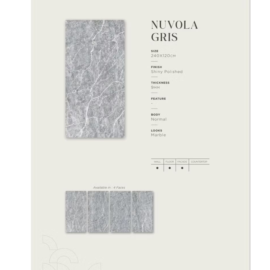 Granit Quadra Nuvola Gris 240x120 Cm