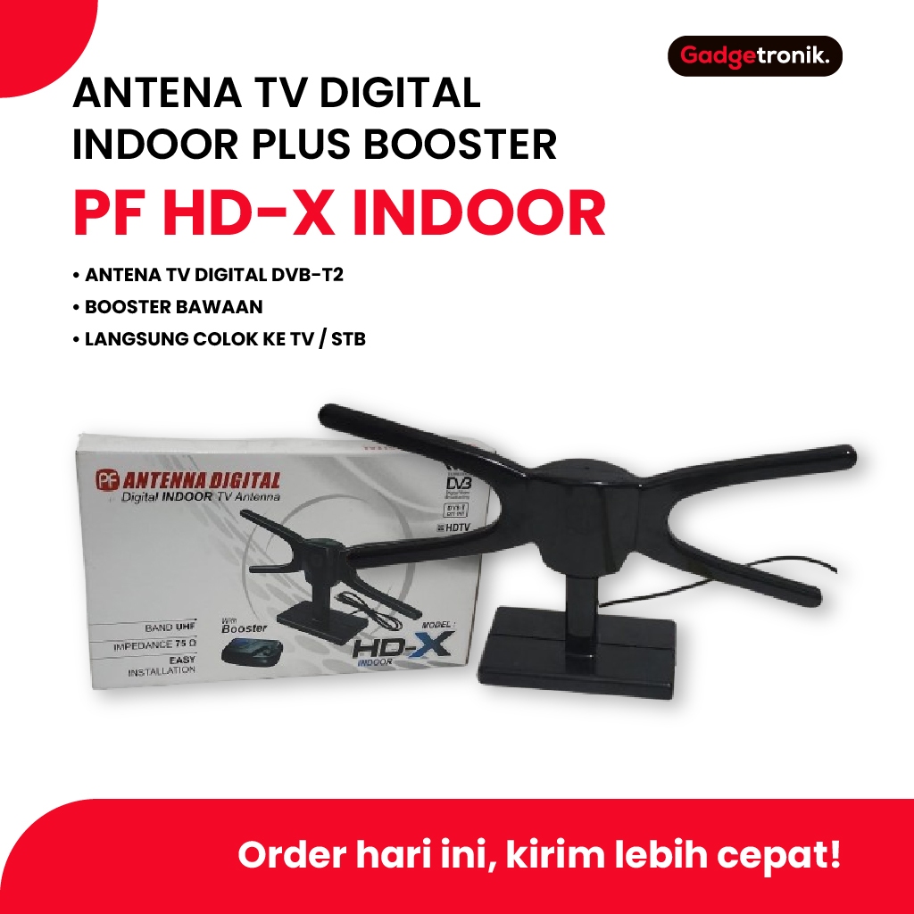 PF HDX ANTENA TV INDOOR DIGITAL + BOOSTER / ANTENNA DALAM HD-X TELEVISI DVB-T2 UHF VHF DALAM RUANGAN