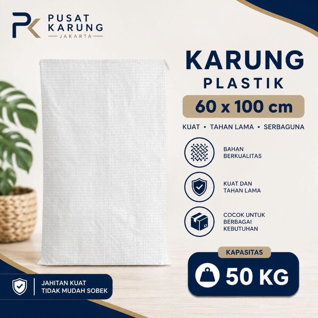 Karung Plastik Putih 60 x 100 cm / Karung Plastik 50 KG