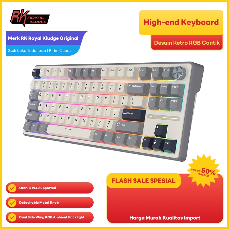 Royal Kludge RK R87 Pro Half Grey 87 Key Gaming Keyboard