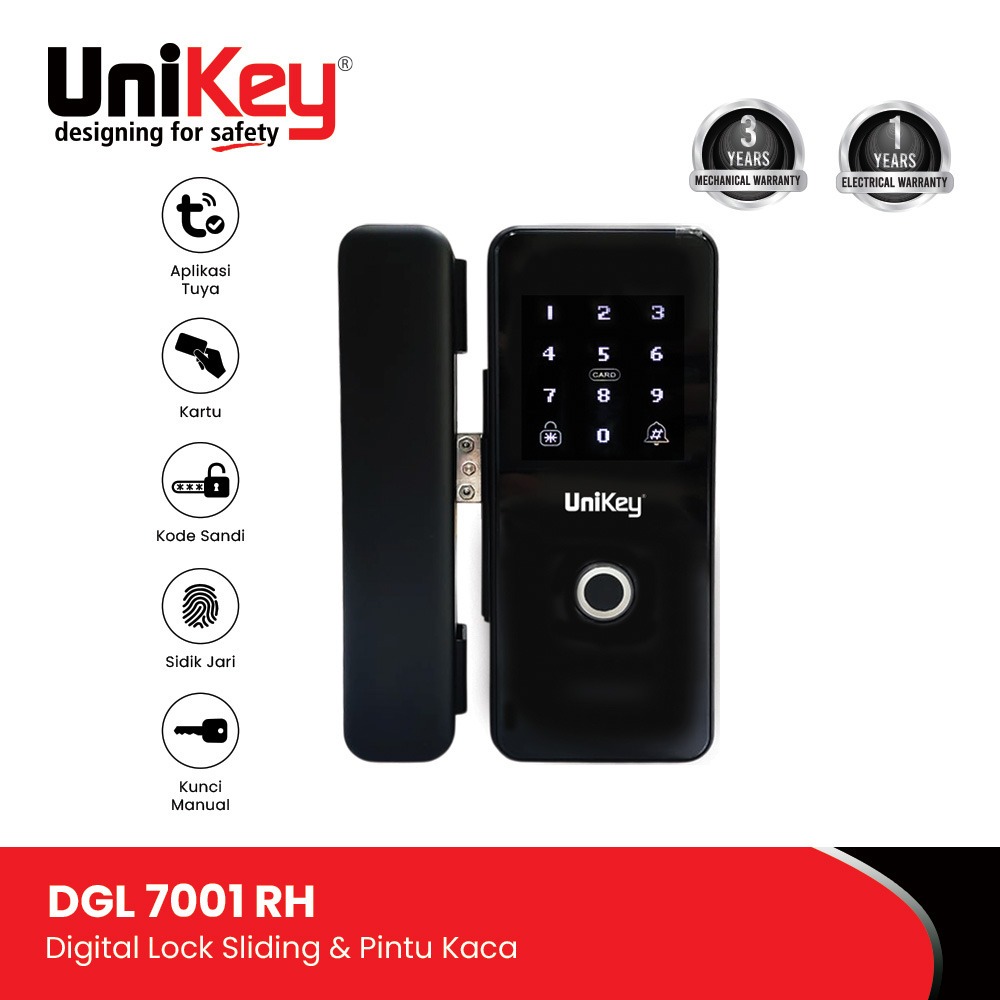 UniKey Digital Lock Sliding & Pintu Kaca DGL 7001 TUYA