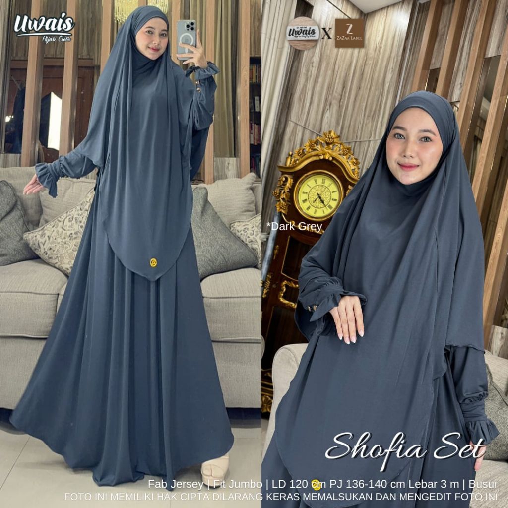 Set Hijab dan Niqab Muslimah Zazaa Label Shofia Jersey Polos Wudhu Friendly