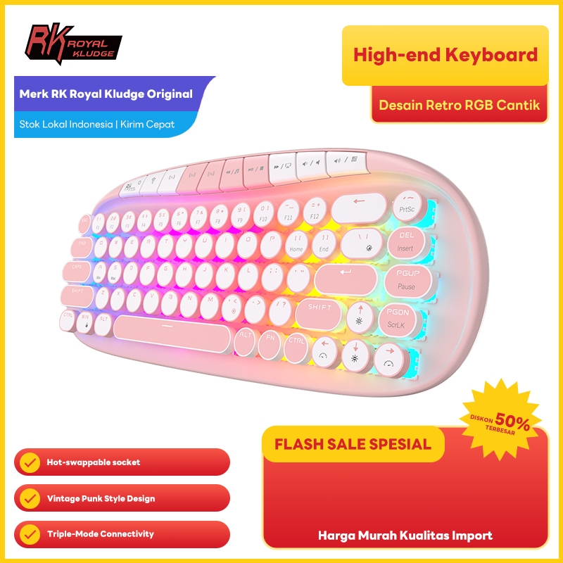RK Royal Kludge Round 68 Key Rgb Wired Gaming Keyboard