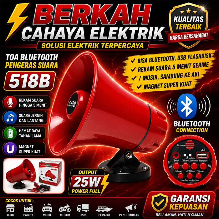 Fleco F-518B Bluetooth Megaphone With Recording / Toa Speaker Bluetooth Perekam Pengeras Suara