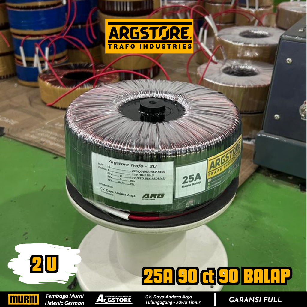 Trafo toroid donat 25A 90V CT 90V (murni) Spesifikasi Balap