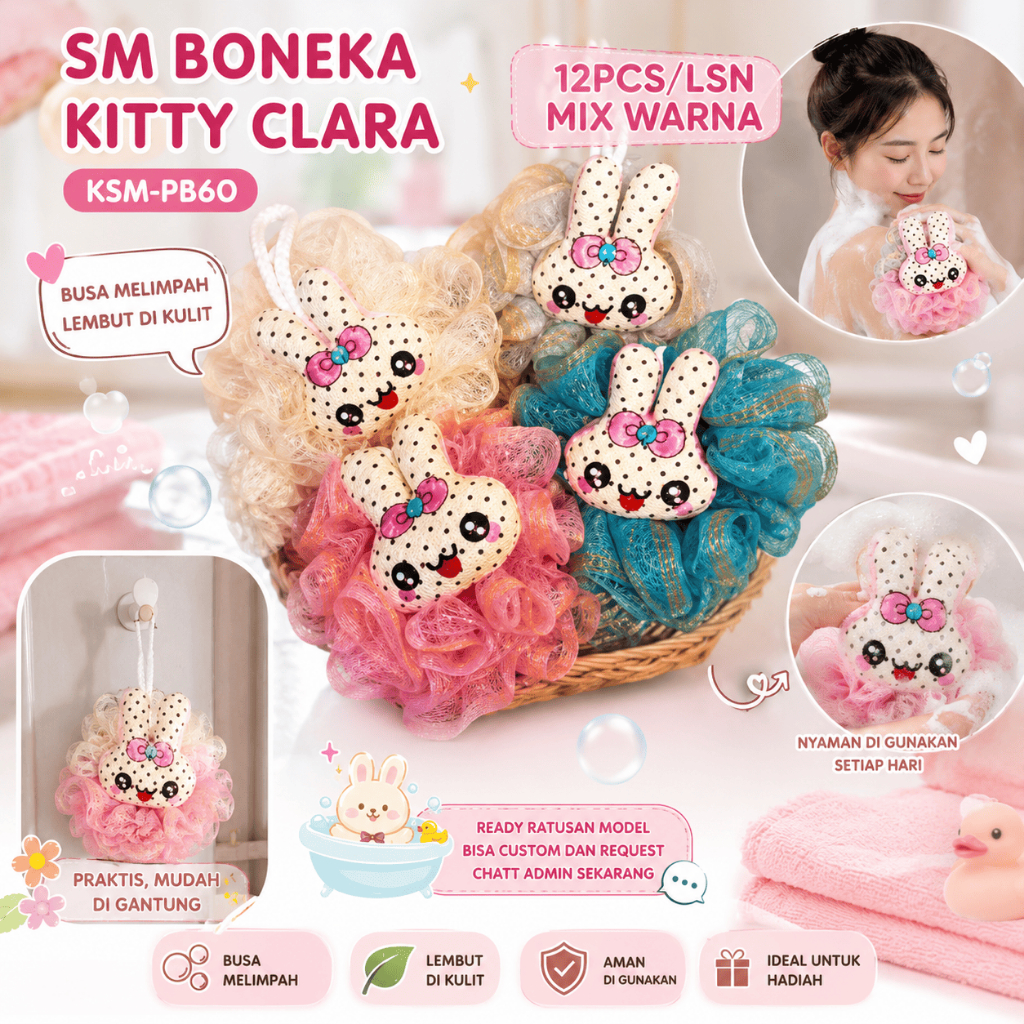 Spons mandi seri clara I Shower puff premium I Souvenir murah berkualitas