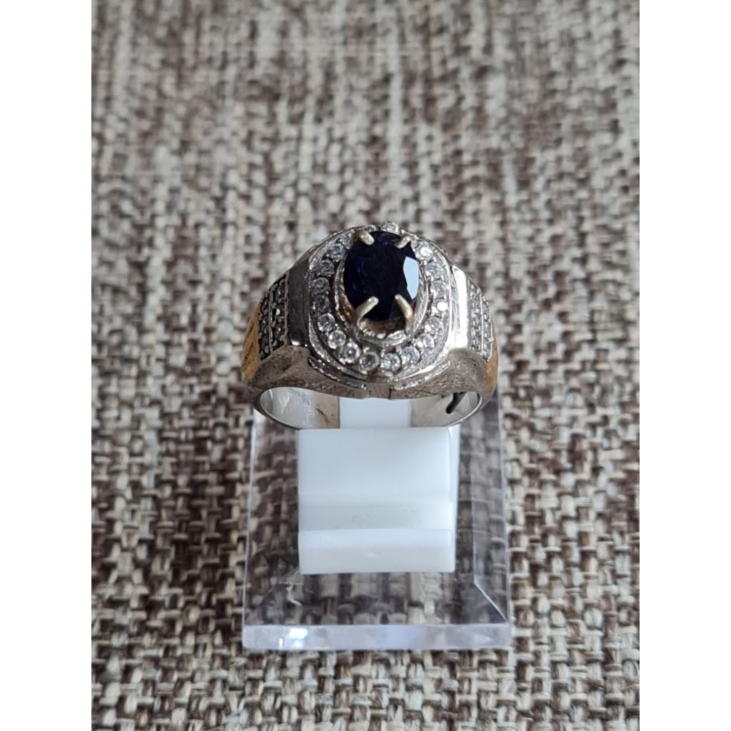 063. Cincin Natural Iolite plus memo Ring Alpaka Size : 9