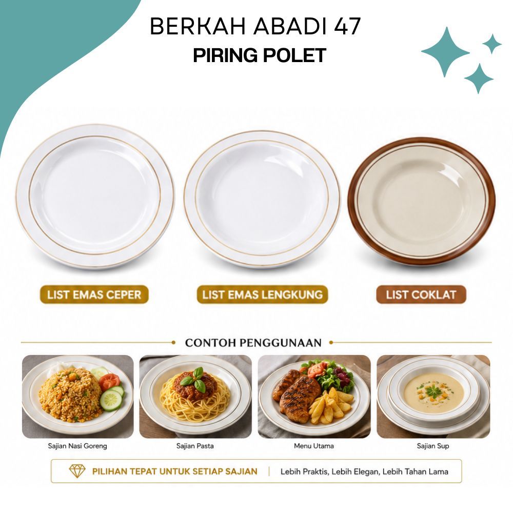 Piring Stoneware Keramik Lis Cokelat dan Emas Ceper Lengkung Polos 20cm 8inch Piring Makan Piring Sa