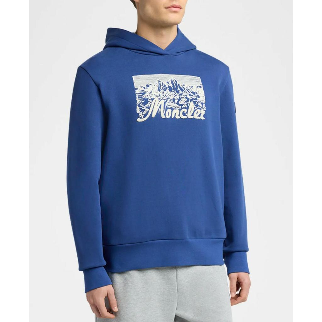MONCLER LOGO HOODIE WITH MOUNTAIN PRINT