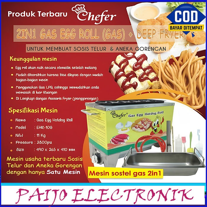 MESIN SOSTEL 10 LUBANG GAS CHEFER EGG HOTDOG ROLL