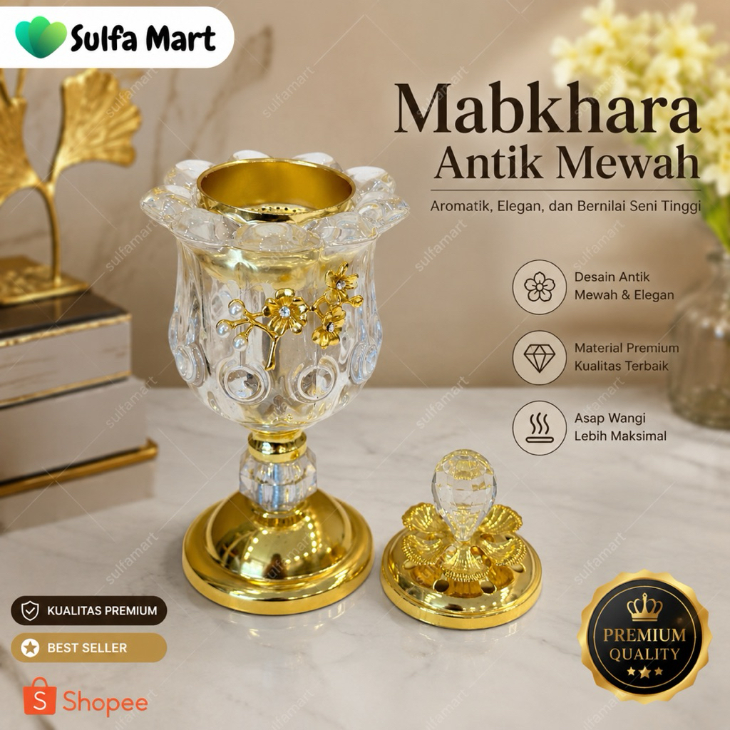 MABKHARA ANTIK W1518 MABKHARA CRYSTAL TEMPAT DUPA ELEGAN MABKHARA MANUAL