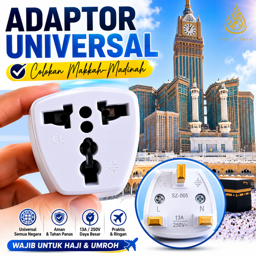 Adaptor Haji Umrah Type G 3 Kaki Tembaga Emas Colokan Arab Saudi Travel