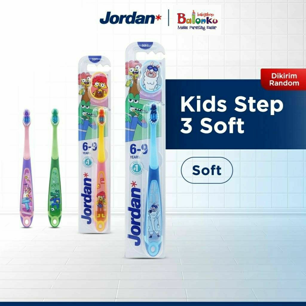 Jordan Oral Care Kids Step 3 Soft Mix Warna - Sikat Gigi Anak