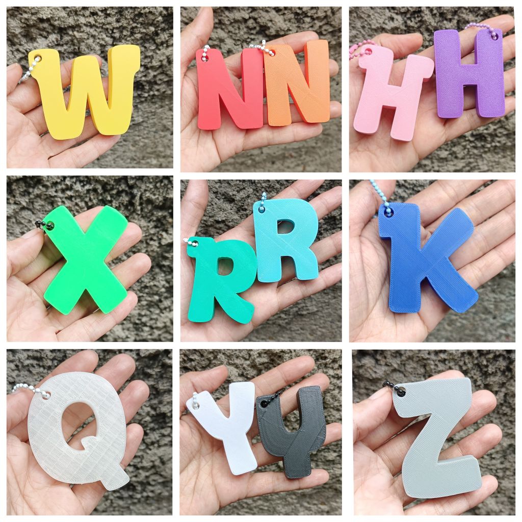 Gantungan Kunci Huruf Inisial 3D Print | Initial Keychain PLA Gibots Toylab