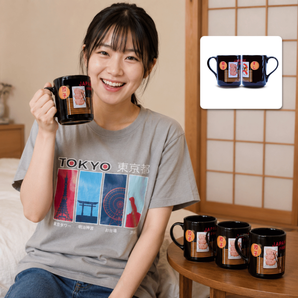 Tokyo Black Label Mug | Mug Keramik Motif Jepang Hitam Premium | Cangkir Kopi Estetik | Gelas Minum 
