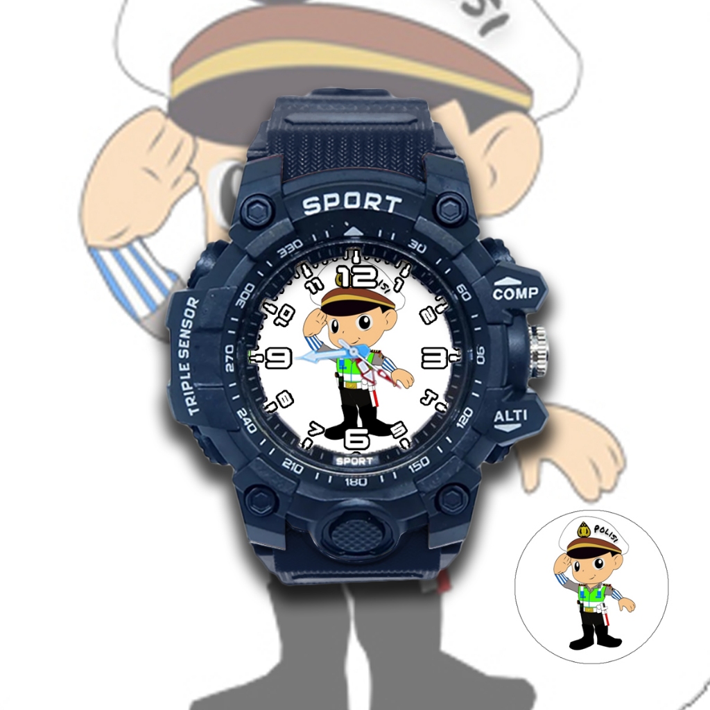 Jam Tangan Anak Laki Laki Sport Polisi 02 GS8X804 Anti Air Terbaru FREE Baterai Cadangan