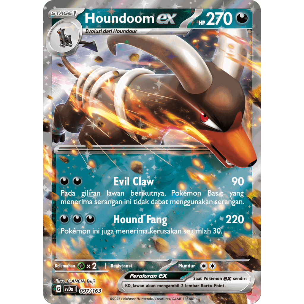 TCG Houndoom EX HOLO 097/163 RR KARTU CARD POKEMON INDONESIA