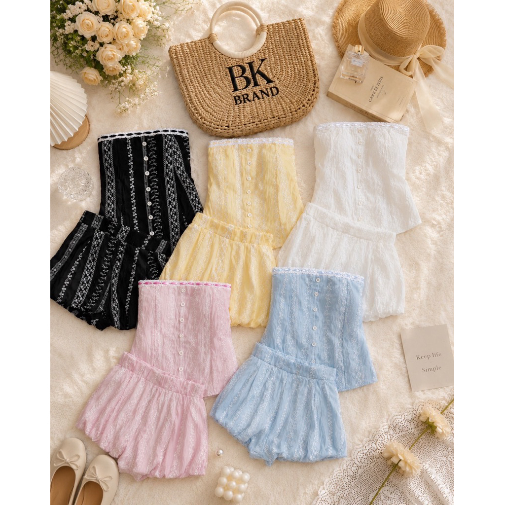 READY STOCK LIANA SET TUBE TOP WITH CUP BRA SET LUCU TUBE TOP