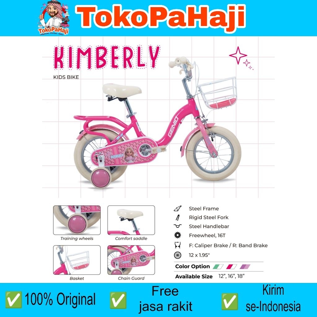 SEPEDA ANAK BMX MINI LAKI-LAKI PEREMPUAN GENIO UNITED EVERGREEN PHOENIX  TREMOR 12INCH/16INCH/18INCH