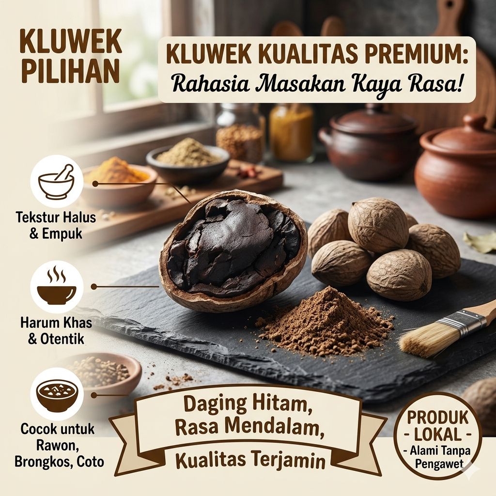Kluwek Kupas Premium 1KG - Hitam Pekat, Gurih, & Praktis Tanpa Kulit