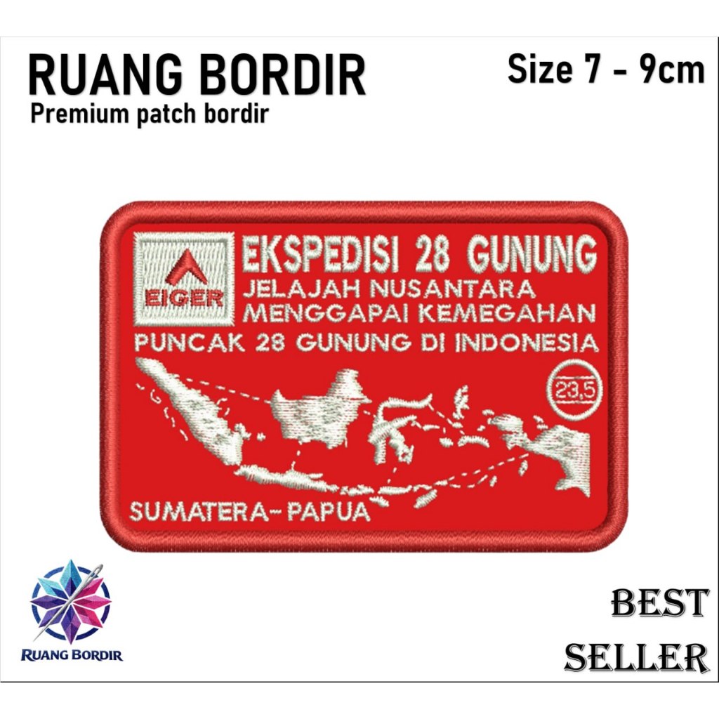 Emblem Patch Bordir Eiger Ekspedisi 28 Gunung Merah Premium Berkualitas - Ruang Bordir