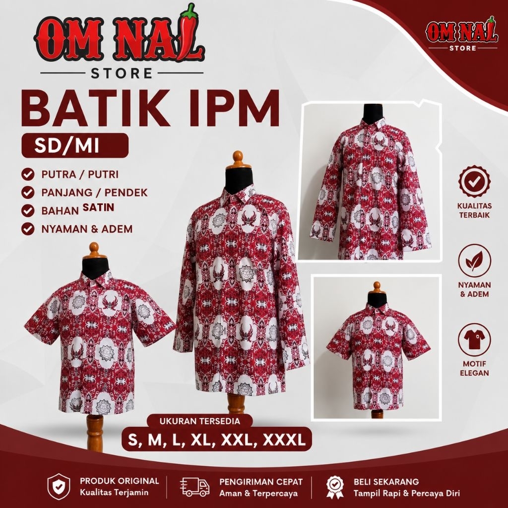 Batik IPM SD/MI MUHAMMADIYAH BAHAN SATIN PANJANG PENDEK PUTRA PUTRI