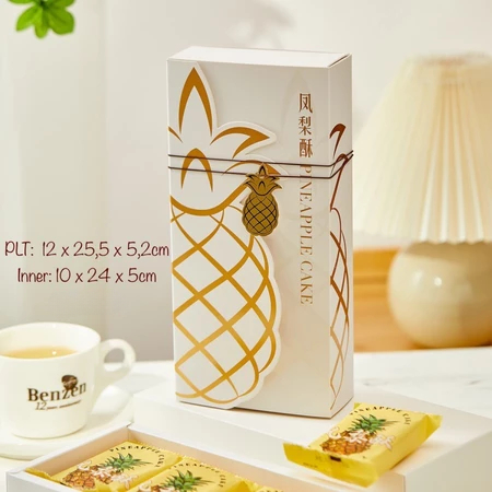 Kotak Nastar Box Putih Kotak Dan Tali Nanas Nenas Pineaapple Box Kotak Packaging Hampers Kue Motif N