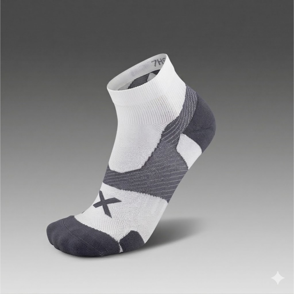 Toko Alinea 2XU Ultralight 1/4 Crew Ankle Compression Sock UA7028e-WHT/GRY