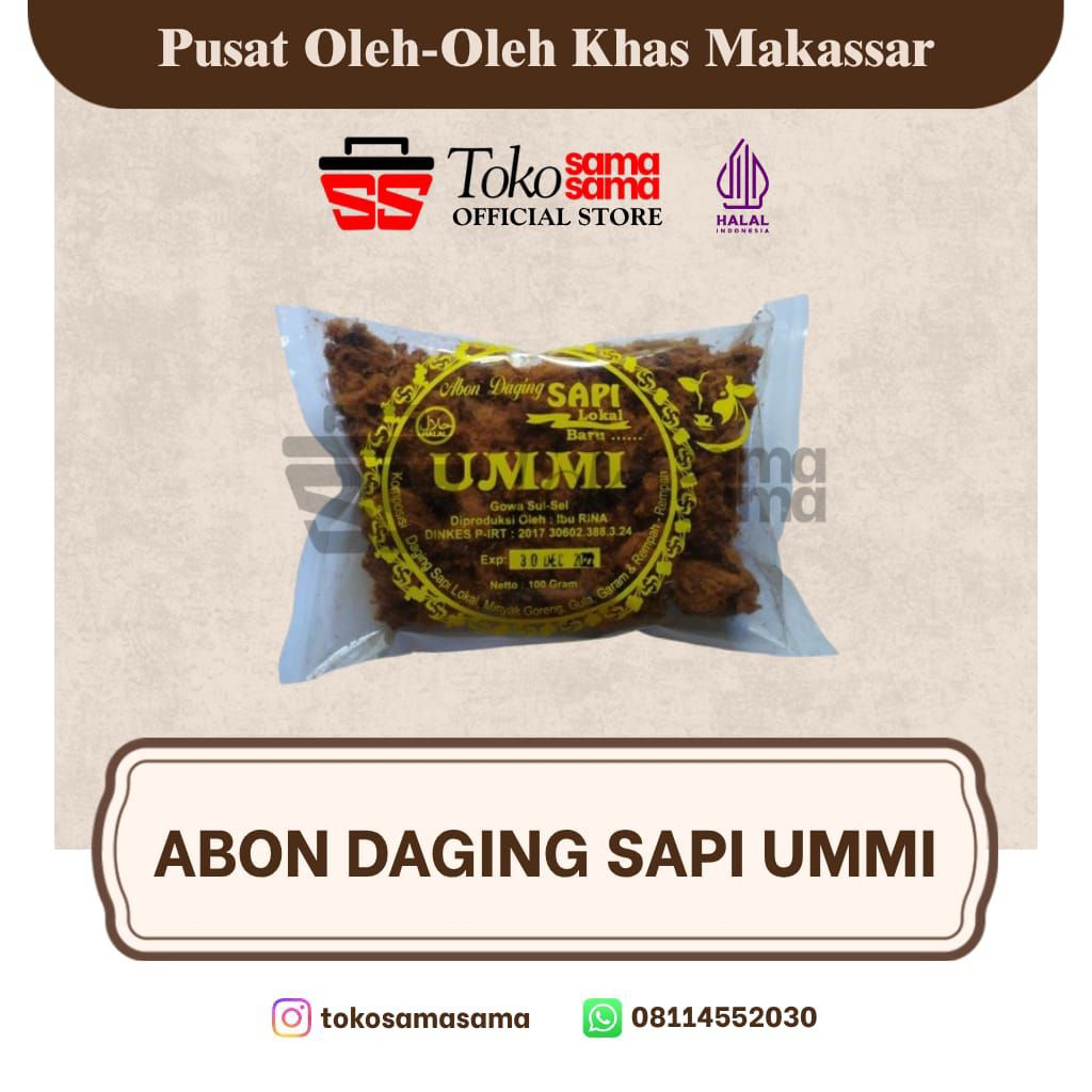 Abon daging sapi "Ummi" Khas Makassar | Toko Sama-Sama Oleh-Oleh Asli Sulawesi