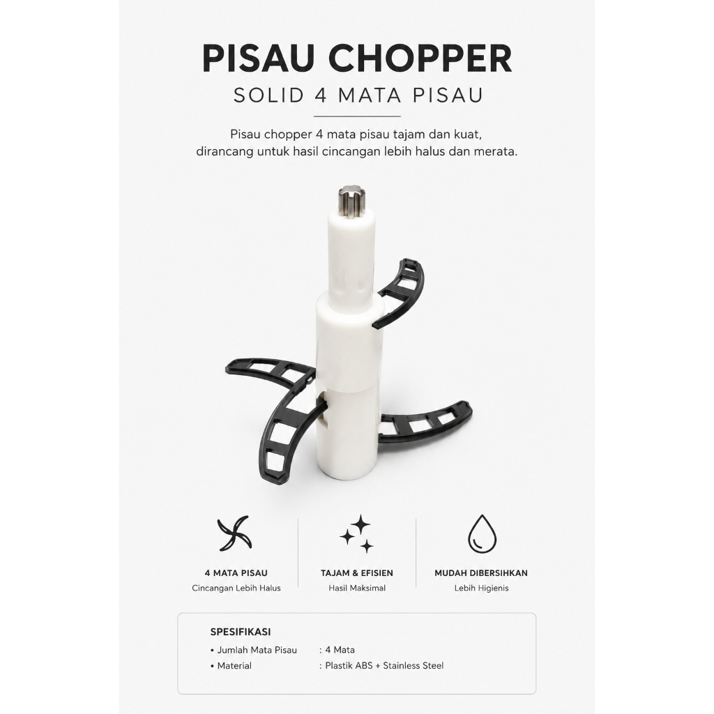 Pisau Chopper Daging Solid 4 Mata Pisau Tajam