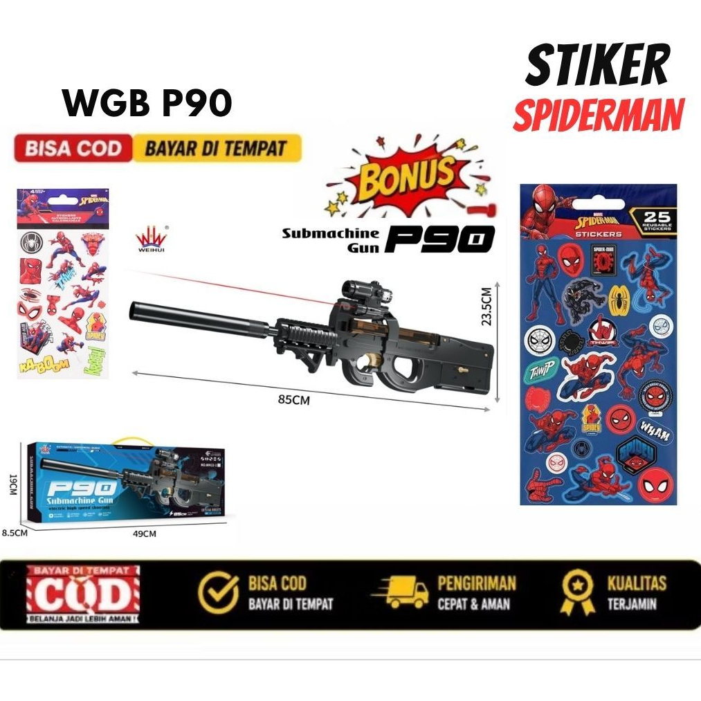 Mainan ini dapat Stiker 5 lembar/Wgb Weihui P90 kualitas terjamin bisa COD