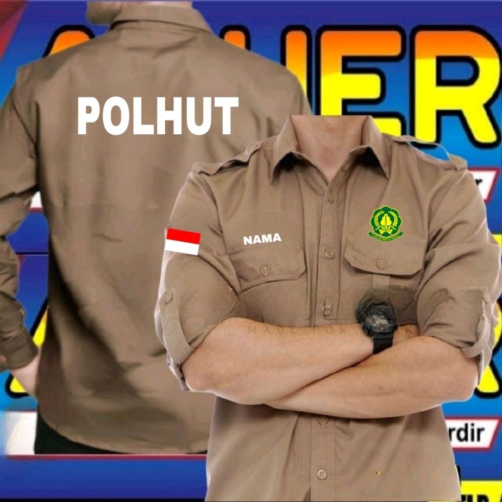 ready stok full bordir kemeja polhut baju polhut seragam polhut Pdh polhut Pdl polhut kemeja kerja p