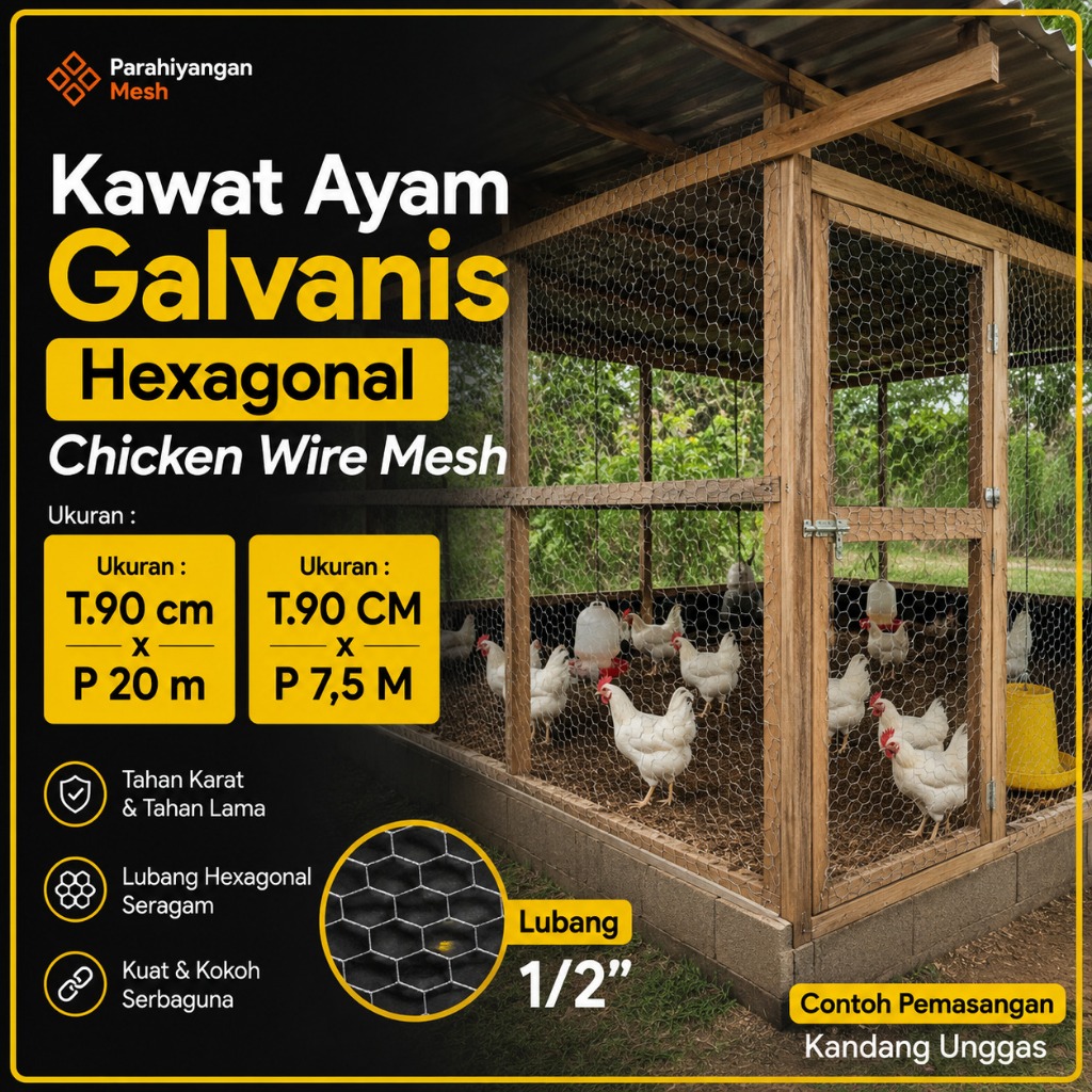 KAWAT AYAM GALVANIS HEXAGONAL CHICKEN WIRE MESH-KAWAT KANDANG TERNAK